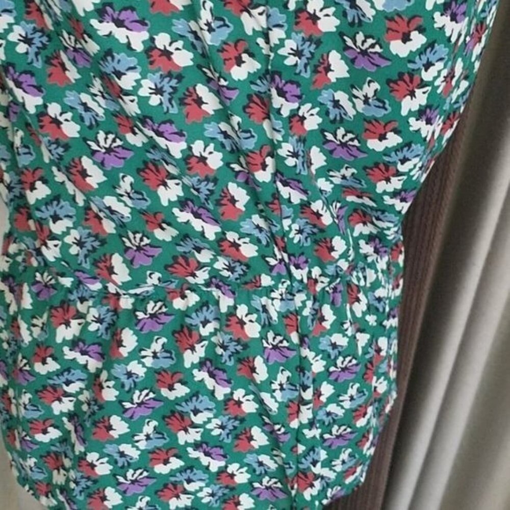 Anthropologie Floral Sleeveless Halter Peplum Top Tie Detail Green Multicolor - Picture 8 of 9